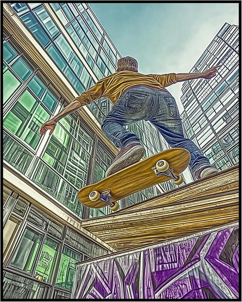 Posterizer-abstract colorful rustic street art-skateboarding-Retro Art-Abstract & Modern Art-Gift for Street Art, Mural Fans- unframed wall art...